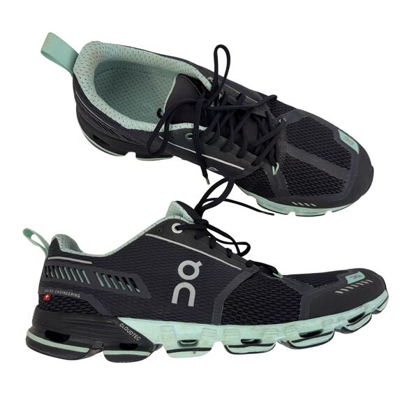ON Cloudtec Lace-Up Running Sneakers Dark Gray/Mint Swiss Engineering Women's 10 - Picture 1 of 11